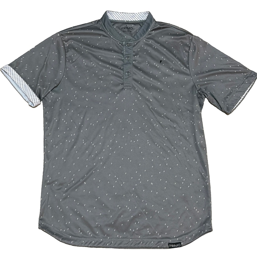 Primo Men's Large Gray Performance Golf Polo Stretch Primo AOP Stretch Comfort